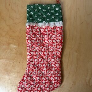 Festive Red and Green Floral Christmas Stocking